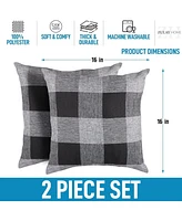 Zulay Kitchen 2 Pack Buffalo Plaid Throw Pillow Outdoor & Indoor Covers 16x16 inches