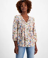 Tommy Hilfiger Women's Floral-Print Pintucked Peasant Blouse