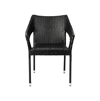 Emma+Oliver Embry All-Weather Indoor/Outdoor Stacking Patio Dining Chairs With Steel Frame And Weather Resistant Pe Rattan