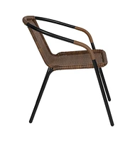 Pack Rattan Indoor-Outdoor Restaurant Stack Chair With Curved Back