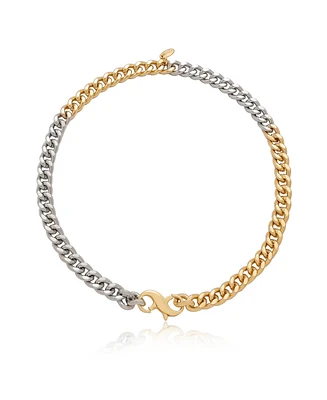 Ettika Mixed Metal Chain Link Rhodium and 18k Gold Plated Necklace