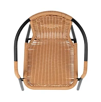 Pack Rattan Indoor-Outdoor Restaurant Stack Chair With Curved Back