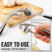 Zulay Kitchen Garlic Press and Peeler Set With Peeler & Brush - Rust Proof & Dishwasher Safe Professional Garlic Mincer Tool