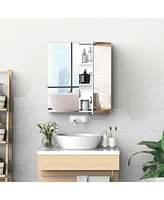 Kleankin Stainless Steel Wall Mount Bathroom Medicine Cabinet with Mirror Storage