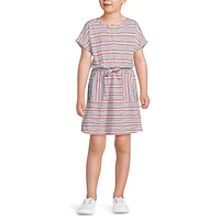 Lands' End Girls Short Sleeve Henley Jersey Dress