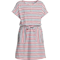 Lands' End Girls Short Sleeve Henley Jersey Dress