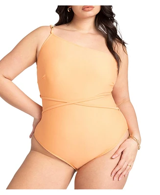 Eloquii Plus Back Beading Detail One Piece - 14, Sun Glow