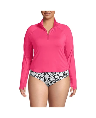 Lands' End Plus Long Sleeve Rash Guard Cover-up Upf 50