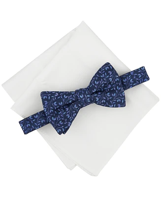 Bar Iii Men's Powell Vine Bow Tie & Solid Pocket Square Set, Created for Macy's