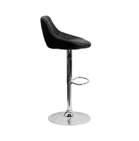 Bucket Seat Adjustable Height Barstool With Diamond Pattern Back