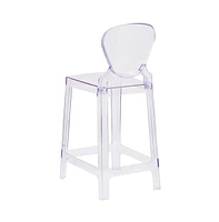 Emma+Oliver Ghost Counter Stool In Transparent Crystal With Tear Back