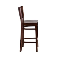 Solid Back Wooden Restaurant Dining Barstool