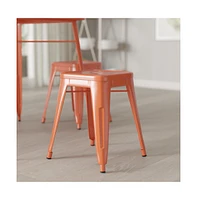 Merrick Lane Set Of 4 Sloane 18" High Backless Stacking Dining Stools With Durable Metal Frame