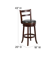 Carina Series Wooden Stool With Single Slat Ladder Back With Seat