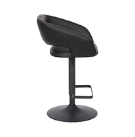 Shae Contemporary Upholstered Adjustable Height Barstool With Rounded, Cutout Mid-Back And Pedestal Base