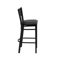 Grid Back Metal Restaurant Dining Barstool