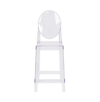 Emma+Oliver Ghost Counter Stool In Transparent Crystal With Oval Back