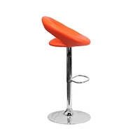 Rounded Orbit-Style Back Vinyl Swivel Adjustable Height Barstool