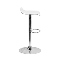 Solid Wave Seat Vinyl Adjustable Height Barstool With Chrome Base