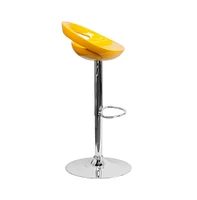 Rounded Cutout Back Swivel Adjustable Height Barstool, Chrome Base