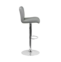 2 Pack Contemporary Vinyl Adjustable Height Barstool With Rolled Seat And Chrome Base