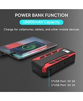 Alpha Digital Portable Car Jump Starter: 800A Peak- 10,000mAh 6.0L Gas/3.0L Diesel