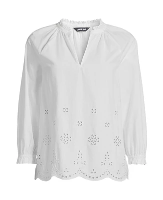 Lands' End Women's Eyelet Split Neck Shirt