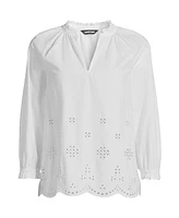 Lands' End Women's Eyelet Split Neck Shirt