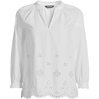 Lands' End Women's Eyelet Split Neck Shirt