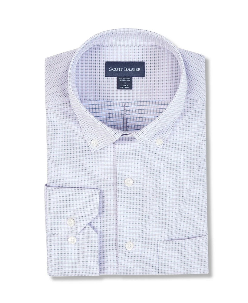 Scott Barber Men's Stretch Lilac Dobby Check