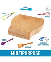 Zulay Kitchen Wood Spoon Rest For Kitchen - Smooth Wooden Spoon Holder For Stovetop