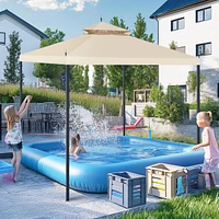 Yescom 10x10Ft Canopy Cover Top 2Tier Pu Water Resistance for Brand_Model Walmart/MS17-31-4-2 Arrow Gazebo Outdoor Beige