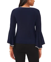 Msk Women's Embellished V-Neck Bell-Sleeve Top