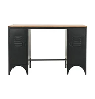 Double Pedestal Desk Solid Fir wood and Steel 47.2"x19.7"x29.9"