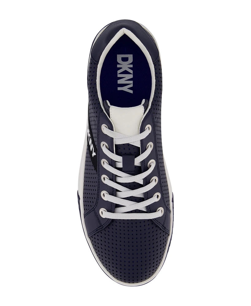 Dkny Men's Perforated Two-Tone Branded Sole Racer Toe Sneakers