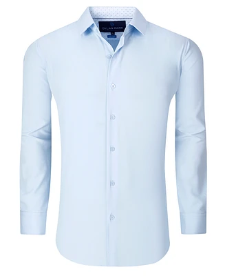 Dylan Park Men's Geometric Performance Stretch Button Down Dress Shirt