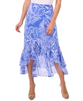 CeCe Women's Tropical-Print Ruffled High-Low Midi Skirt