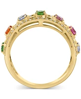 Effy Multi-Gemstone (7/8 ct. t.w.) & Diamond (1/5 ct. t.w.) Open Work Statement Ring in 14k Gold