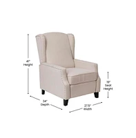Mauro Contemporary Pushback Recliner With Accent Nail Trim-Wingback Manual