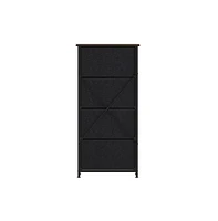 Marley 4 Drawer Storage Dresser With Cast Iron Frame, Wood Top And Easy Pull Engineered Drawers Wooden Handles