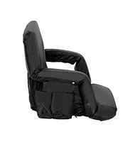 Set Of 2 Portable Stadium Chairs With Armrests, Reclining Padded Back & Seat, Lightweight Metal Frame Backpack Straps, Storage Pockets