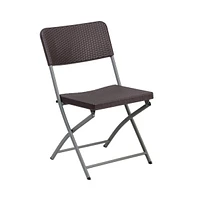 Emma+Oliver 6 Pack Rattan Plastic Folding Chair With Gray Frame