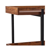 Madison Industrial Style 3 Tiered Shelving Unit With Metal Frame And Raised Border - 35"H