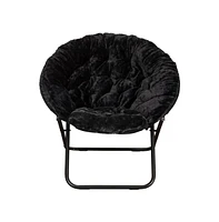 Ersa Oversize Folding Saucer Chair With Cozy Faux Fur Cushion And Metal Frame For Dorms, Bedrooms, Apartments More