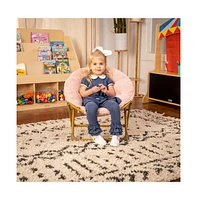 Emma+Oliver Io Kid'S Folding Saucer Chair With Cozy Faux Fur Upholstery And Metal Frame For Playroom, Bedrooms, Nursery More