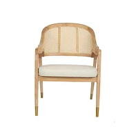 Bronson Cane Rattan Padded Accent Or Dining Chair With Metallic Accented Legs
