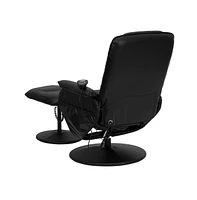Massaging Multi-Position Recliner With Deep Side Pockets And Ottoman With Wrapped Base