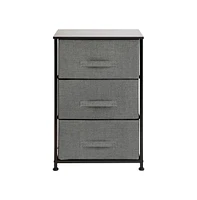 3 Drawer Vertical Storage Dresser With Wood Top & Fabric Pull Drawers