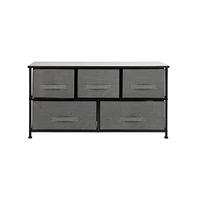 5 Drawer Storage Chest With Wood Top & Dark Fabric Pull Drawers