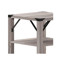 Merrick Lane Green River Modern Farmhouse Engineered Wood End Table With Two Tiered Shelving And Powder Coated Steel Accents